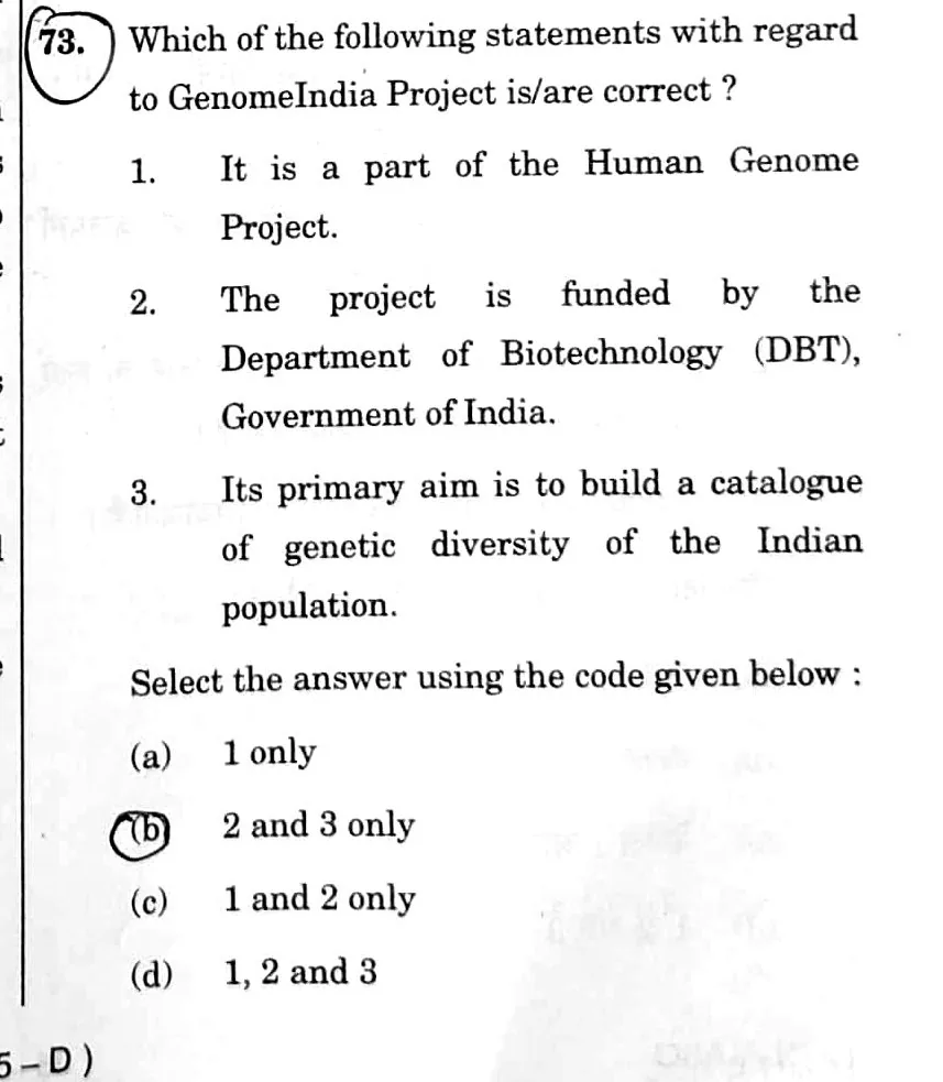 the actual UPSC GS Series D question