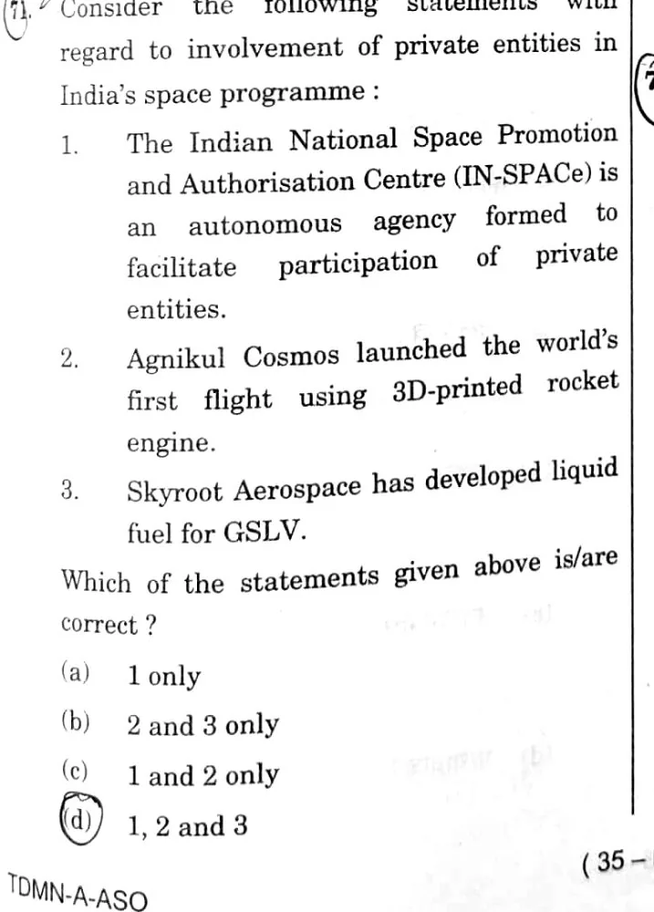 the actual UPSC GS Series D question