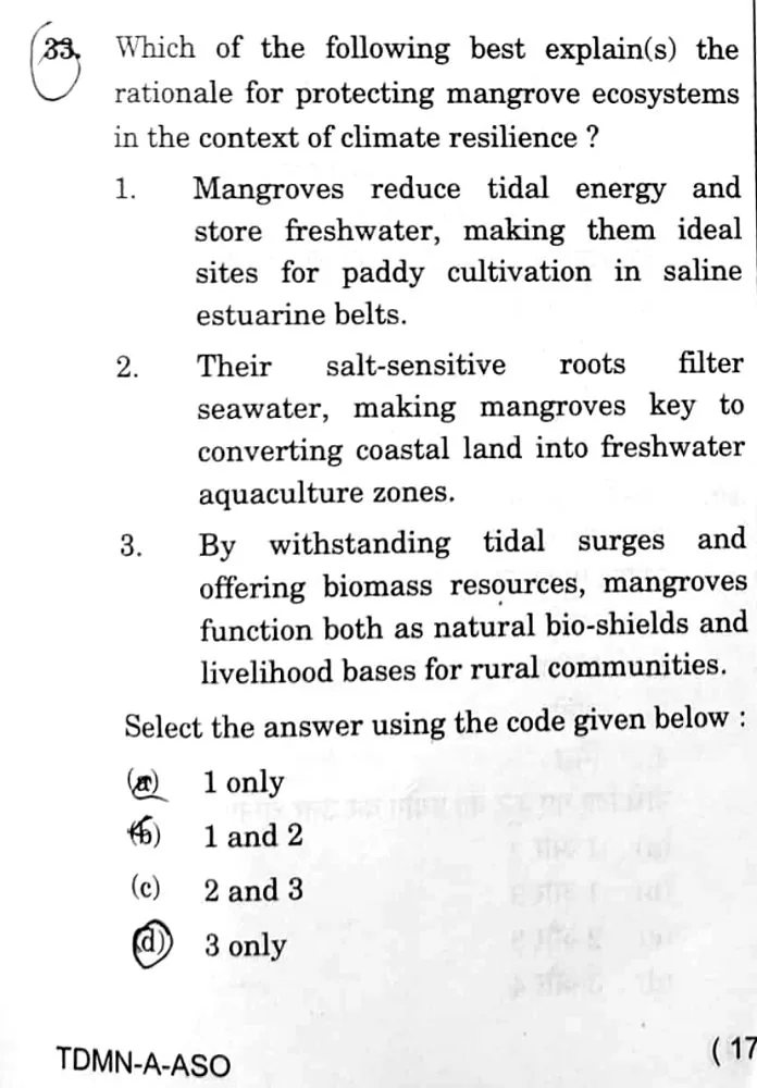 the actual UPSC GS Series D question